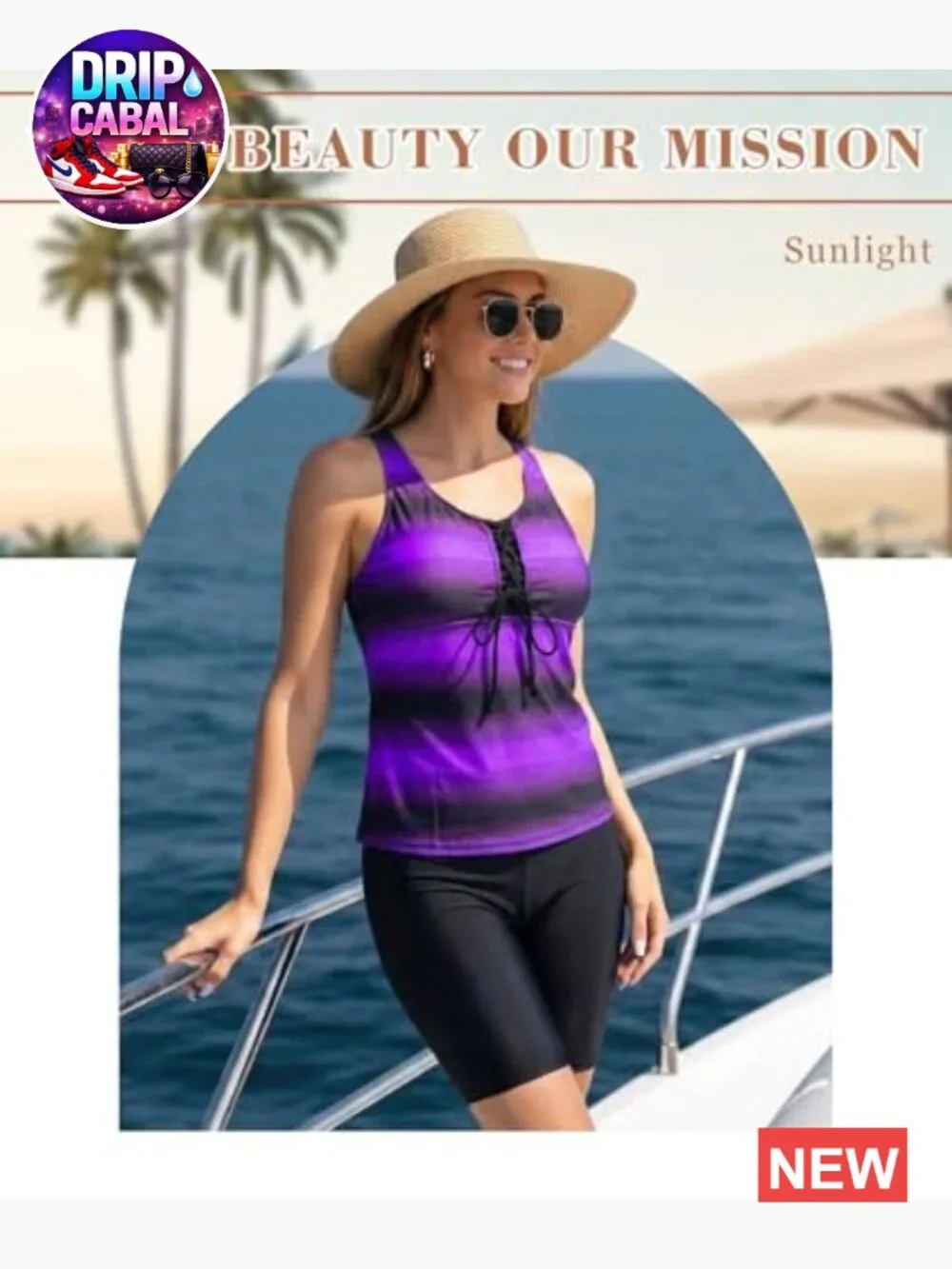 Plus Size Tankini Swimsuits with Capris Athletic Two Piece Bathing Suits - Picture 4 of 7